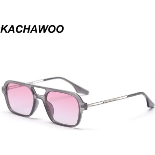 Kachawoo square vintage sunglasses men polarized women retro eyeglasses tr90 unisex decoration Summer pink black double bridge