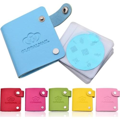 Hot 24 slots Nail Art Image Plate Leather Folder/Holder/Case for Dia 5.6cm Stencil Polish Nail Stamping Disc Template Album