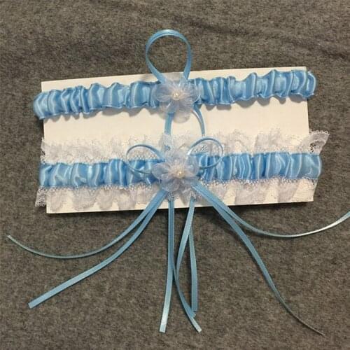 9 Colors Sexy Lace Bowknot Bridal Garter Set Bride Wedding Accessories Women White Pink Blue Burgundy Ivory Leg Garters Belt