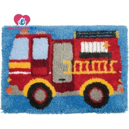 Fire truck latch hook rug kits foamiran for needlework carpet embroidery needlework button package tapestry kits foamiran
