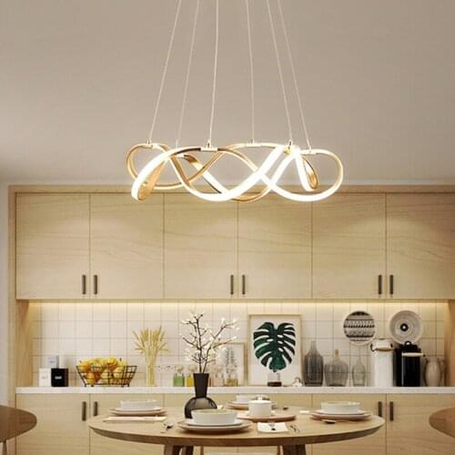 Nordic Luxury Atmosphere LED Acrylic Twisted Twined Cord Pendant Lights Remote Control Optional for Living Room