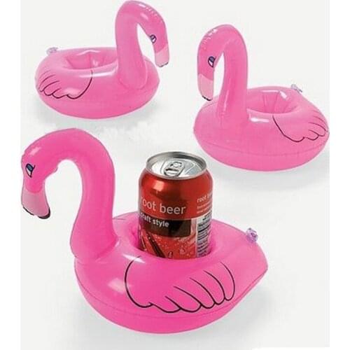 Pink Inflatable Flamingo Cola Drink Can Holder Swimming Bath Party Beach Kid Toy Bathing Pool Toy Party Decoration Bar Coasters