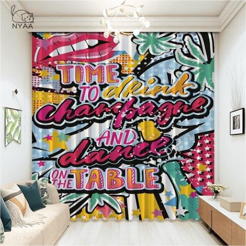 Abstract Fashion Print Graffiti Style Curtains Living Room Hotel Curtain For Bedroom Home Decor Blackout Curtains Micro Shading