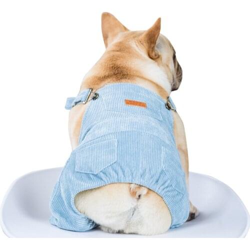 Corduroy Overalls for Dogs Korean Style Pet Dog Jumpsuits for French Bulldog Bib Pants Sleeveless Straps Fat Pugs Apparel S-XXL