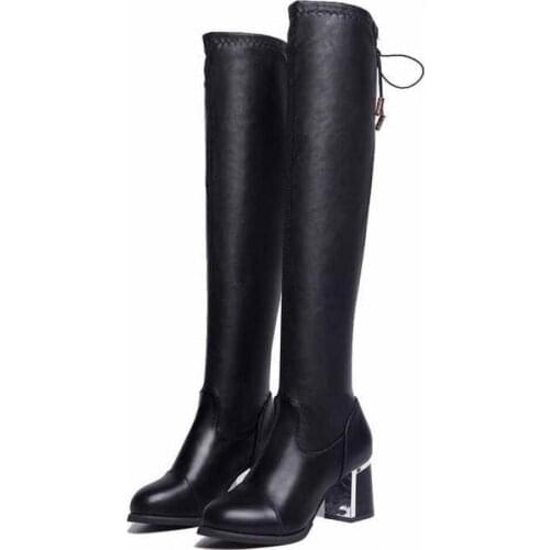 High Boots Stiletto High Heel Sexy Over The Knee Pu Boots Lacquer Black High Heel Fashion, Womens Boots Zapatos De Mujer