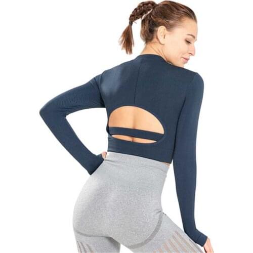 Women Fitness Jackets Tops Workout Training Exercise Gym T Shirts Sport Sweatshirt T-shirt Yoga Running Long Sleeve Tees Y1809