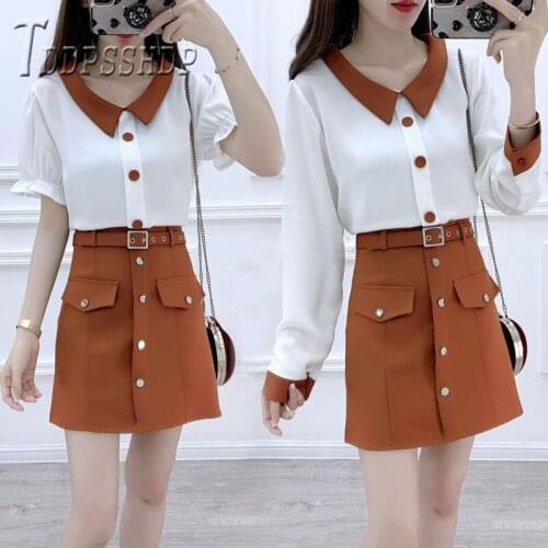 2019 Summer Fashion Women Sets Blouse and Skirt Female Sets