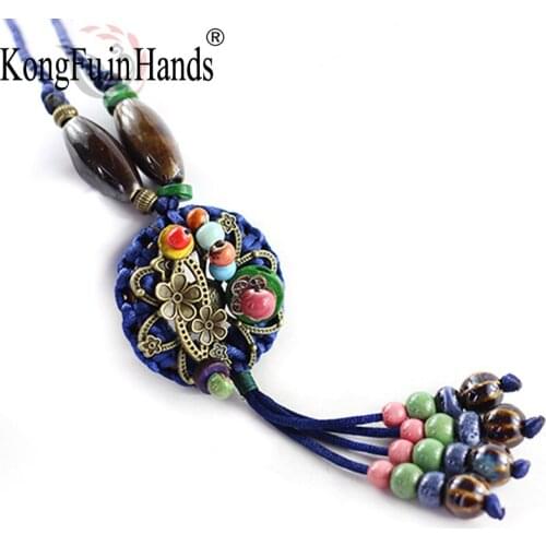 Flower Necklace Winter Jewelry Retro Knit Sweater Long Chain Statement Necklace Vintage Color Tassel Accessories