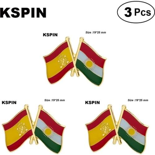 Spain & KURDISTAN Badge Lapel Pin Brooches Pins Flag badge Brooch Badges