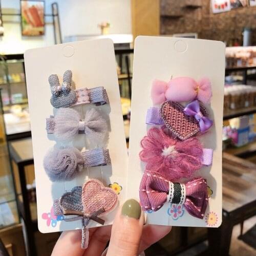 3/4Pcs Cute Baby Hair Clips Cartoon Rabbit Crown Kids Headwear Princess Girls Bow Children Barrettes Baby Hair Accessories