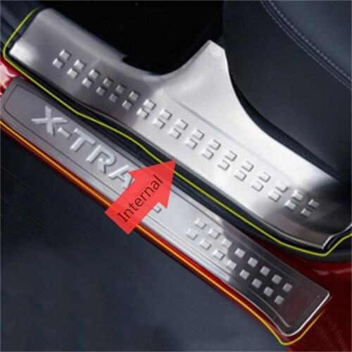 ABAIWAI Scuff Plates For Nissan X-Trail Door Internal Guard Cover 4PCS 304 Stainless Steel X Trail 2014 to 2016 Car Accessorie