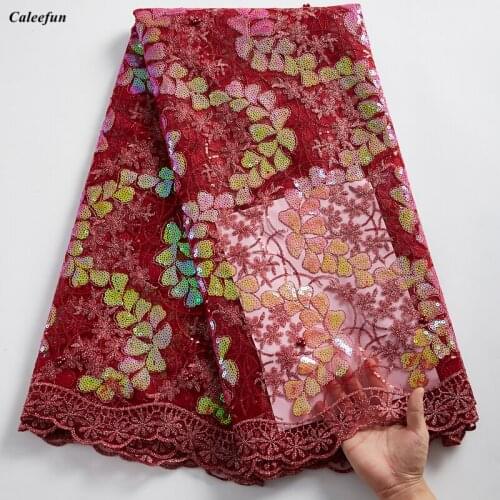 African Tulle Lace With Sequins And Beads Nigerian Net Lace Fabric High Quality French Mesh Lace Fabrics For Party Dress Y2353
