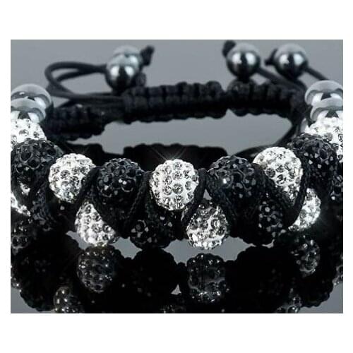 Jh8ng 10mm Hotsale Two Row Micro Pave Disco Ball Beads Bangles BCE Bracelet jewelry Christmas Gift crystal