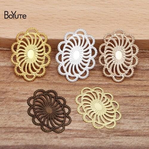 BoYuTe (100 Pieces/Lot) 20*26MM Metal Brass Flower Filigree Materials Diy Hand Made Jewelry Findings Components