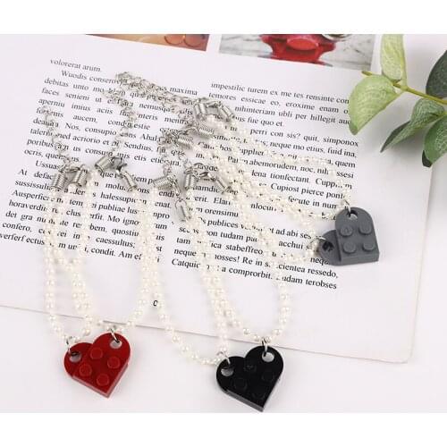 Trendy Sweet 2pcs Heart Brick Couples Love Bracelets for Lovers Women Men Friendship Bracelets Valentines Gift Jewelry