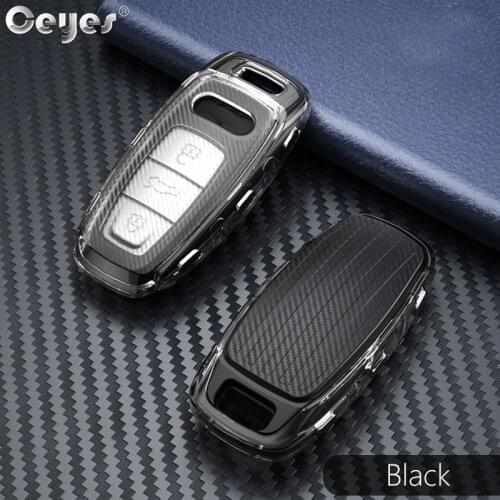Car key case cover Bag Carbon fiber pattern TPU For Audi A6 C8 A7 A8 Q8 2018 2019 car accessories durable car styling new
