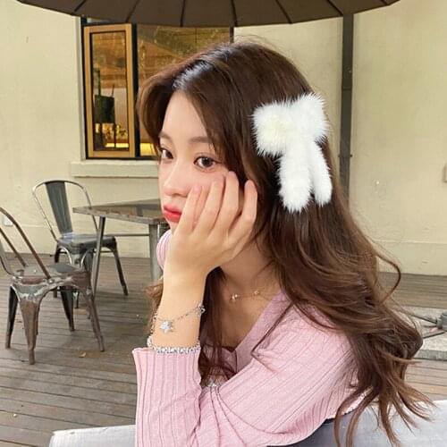 Colorful Plush Bow Hairpins Hair Clips Korean Candy Color Velvet Square Bow Girls Hair Accessories Large Bow Barrettes Wholesale