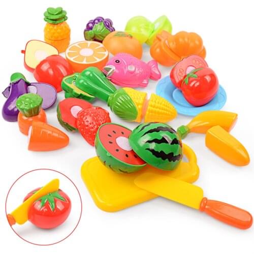 Cutting Fruit Children Pretend Role Play House Toy Simulation Plastic Vegetables Food Kitchen Baby Classic Kids Educational Toys