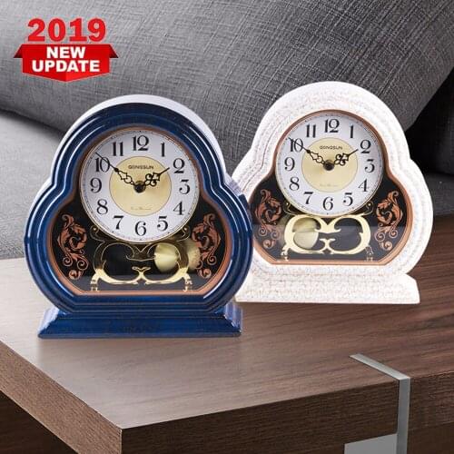 European Retro Elegant Small Clock Home Bedroom Living Room Mute Wall Clock Marble Texture Swing Clock