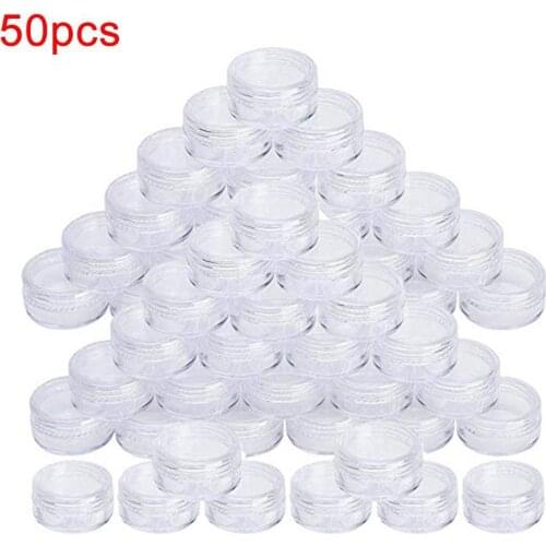 50Pcs/Set 5g Plastic Creams Makeup Transparent Empty Cosmetic Jar Storage Bottle