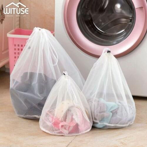 Household Thick Nylon Mesh Laundry Wash Bag Underwear Bra Coats Curtain Washing Bag Large Capacity Drawstring Laundry Basket