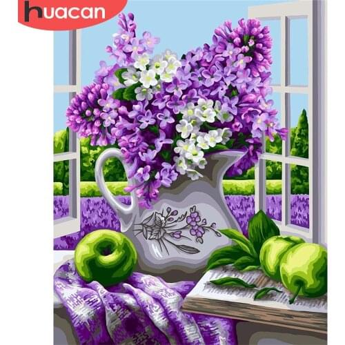 HUACAN DIY Pictures By Number Kits Home Decor Painting By Numbers Flower Drawing On Canvas HandPainted Art Gift