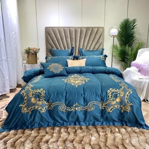 Egyptian cotton Bedding Set embroidery Bed Set luxury Duvet Cover Set Bed Sheet Pillowcases Queen King size bed 4 pcs/7 pcs