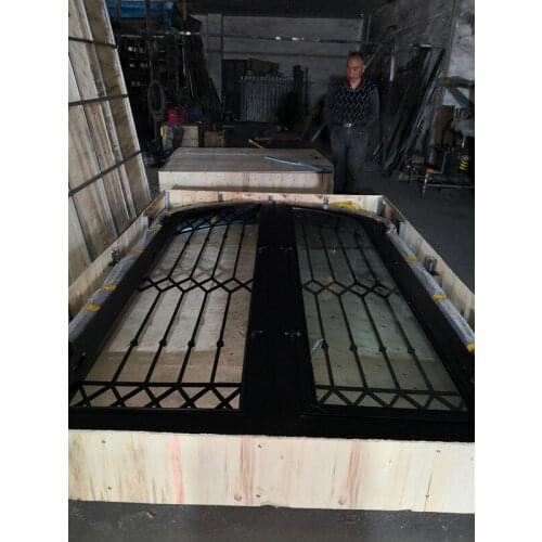 Hench wrought iron doors design With glass fixed and dual panel glass delivery to Australia house