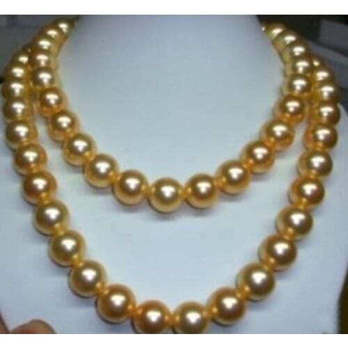 Beautiful New Long 18" 36" 11-12mm South Golden Sea Pearl Round Bead Necklace AAA