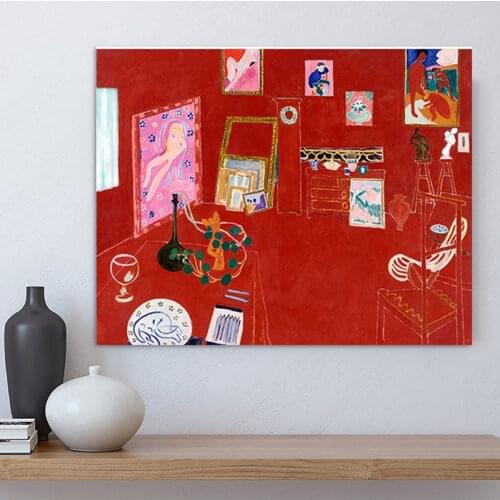 The Red Studio by Henri Matisse Painting on Canvas Museum Exhibition Poster The Pink Studio 1911 Artwork Prints Wall Art Decor