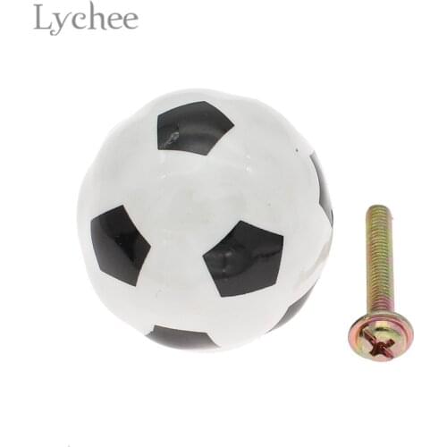 Lychee Life Football Design Drawer Pull Handle Creative Ceramic Cabinet Pulls Furniture Cupboard Handle Home Improvement Supply