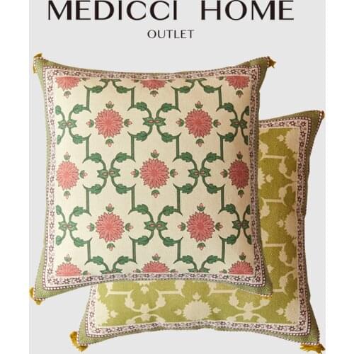 Medicci Home Wool Throw Pillow Case Spring Summer American Style High End Luxury Lost Romence Square Cushion Cover With Tassles
