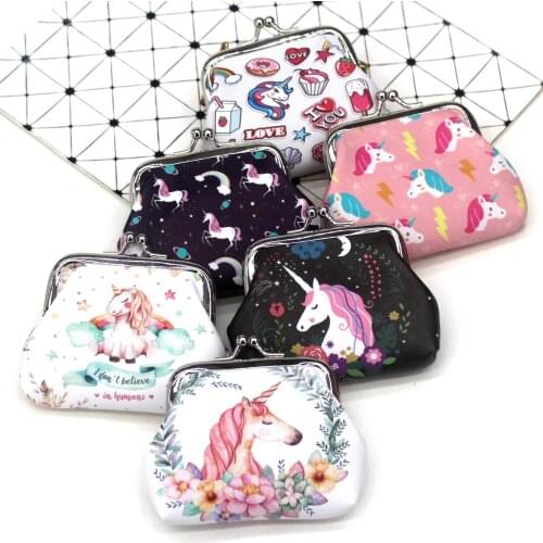 Mini Wallets Cartoon Unicorn Women Girls Cute Kids Coin Purses Ladies Hasp Money Bags Girls Change Purse Female Children Pouch