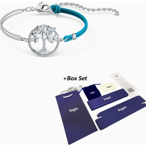 Fashion SWA New Tree Of Life White Gold Bracelet Braided Rope Tree Pattern Exquisite Crystal Luxury Romantic Jewelry Gift