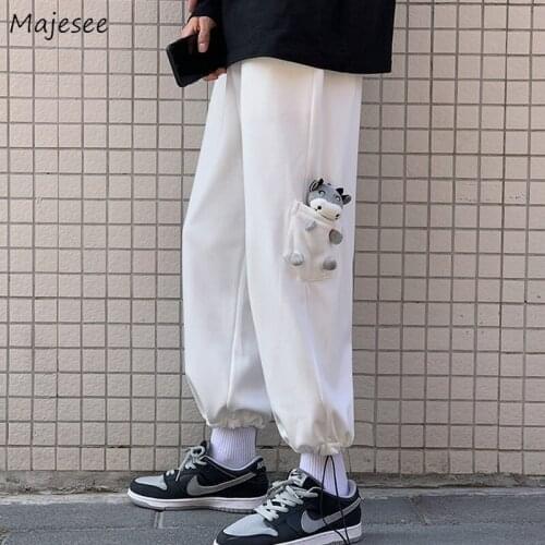 Men Casual Pants Solid Sweatpants Simple All-match Bundle Feet Retro Classic Harajuku Streetwear Hipster Loose Plus Size M-3XL