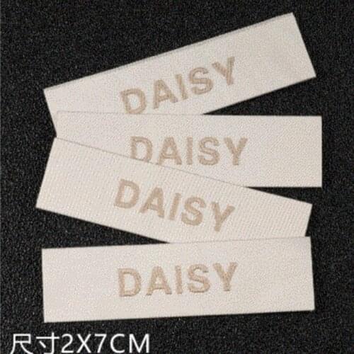 Customize 1000 pcs/lot Wood shuttle satin woven label selvage edge damask clothing labels fabric sewing tags