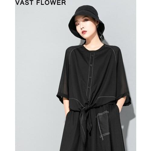 Irregular Bow Bright Line Plus Size T-Shirt Women New Summer 2021 Three Quarter Sleeve Button Loose Casual Tshirt Tops Fashion