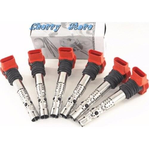 NEW 06C 905 115 L 6Pcs Red Ignition Coil Unit For AUDI A4 Quattro A6 A8 Quattro 3.0 V6 2002-2008 UF483 C1471 5C1470