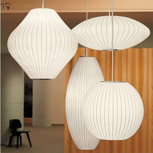 Nordic Japanese Silk Pendant Lights White Zen Art New Chinese Living Room Bedroom Study Restaurant Tea Room Suspension Luminaire