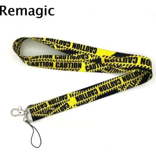 20pcs Warning signs Caution decorations Neck Strap Lanyard keychain Mobile Phone Strap ID Badge Holder Keyring cosplay Accessory