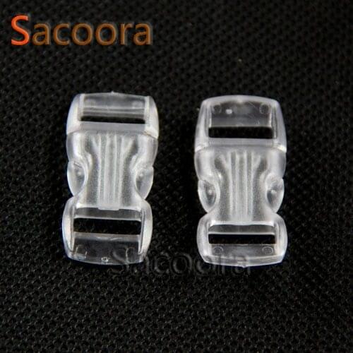 1000pcs/pack 3/8"(10mm) Contoured Side Release Mini Buckles For Paracord Survival Bracelet/Backpack Clear White