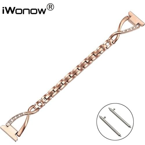 Stainless Steel + Diamond Watchband 18mm for Asus ZenWatch 2 Women WI502Q Fossil Q Tailor Jewelry Watch Band Wrist Strap Belt