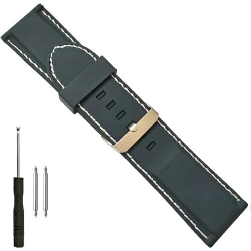 28mm Contrast Stitched Silicone Rubber Watch Band Replacement Strap for Mens Fashion Casual Sports Watches DZ7396 DZ7370 DZ428