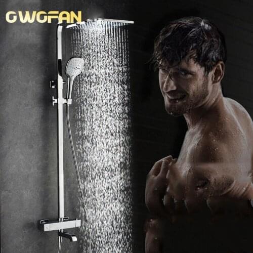 Shower Faucets Wall Mounted Thermostatic Faucet Luxury Shower Sets With Chrome Wall-mounted Hand Sprayer R45-515