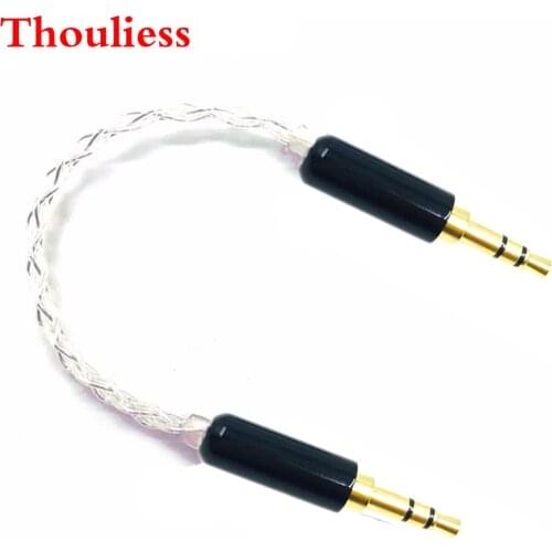 Thouliess 10cm Silver Plated 3.5mm Male to 3.5mm Male Stereo Audio Hifi 3.5mm Male to Male Audio Cable Car AUX Wire Jump Cable