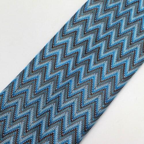 Knitting Lace Fabrics Zig Zag 1 Meter Blue Wave Striped Soft Crocheted Lace Cloth Knitted Lace For Dress 150CM Wide 170g/Meter