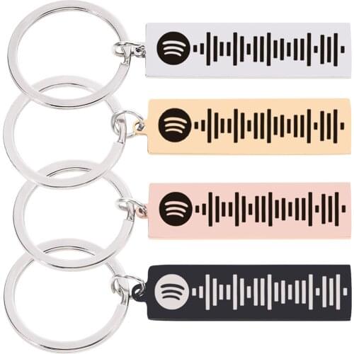 Women Men Personalized Music Spotify Scan Code Keychain Stainless Steel Keyring Custom Laser Engraved Song Creative Jewelry Gift