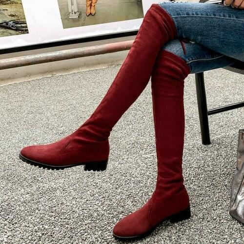 College Style Women Thigh High Boots Simple Leopard Print Flat Elastic Boots Women Winter Over the Knee Boots Ladies Socks Boots