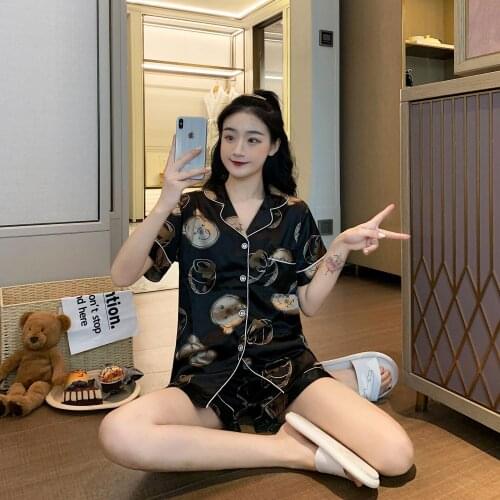 Disney cartoon Mickey pajamas women summer thin short-sleeved shorts two-piece suit summer ladies home service