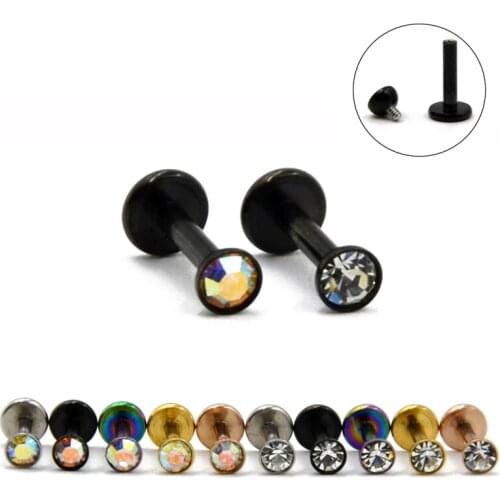 1 PC 316L Surgical Steel Internally threaded CZ Gem Labret Lip Ring Ear Cartilage Tragus Earring Body Percing Jewelry 16G